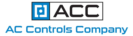 Logo of AC Controls Company. The logo features the initials "ACC" with a stylized design of a blue square and white dial on the left. Below the initials, the full company name "AC Controls Company" is written in blue text.