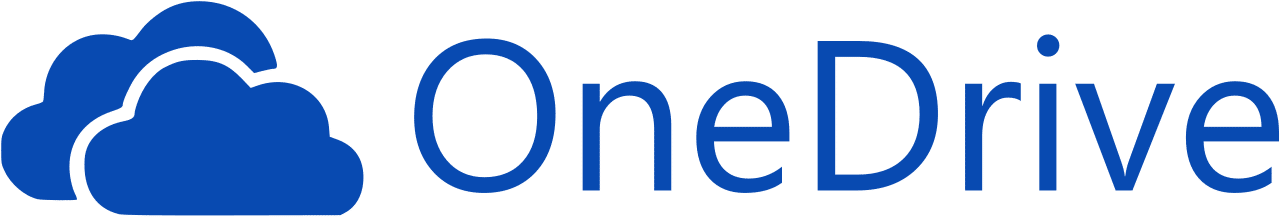 The image features the OneDrive logo, which includes a blue cloud icon on the left and the word "OneDrive" in blue text on the right. OneDrive is a file hosting service operated by Microsoft.