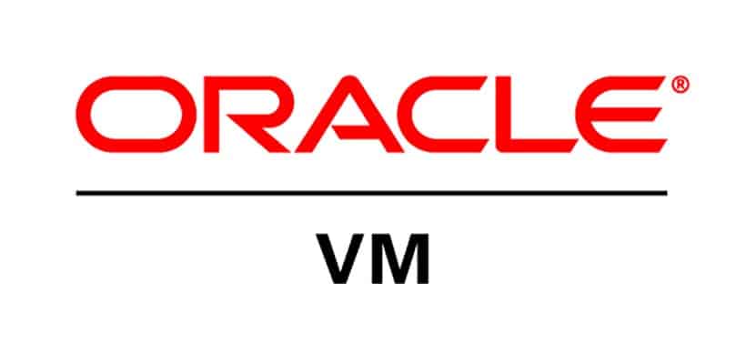 The image features the Oracle VM logo. "ORACLE" is written in bold, red uppercase letters, followed by a horizontal line underneath. Below the line, the letters "VM" are displayed in black uppercase letters. The background is white.